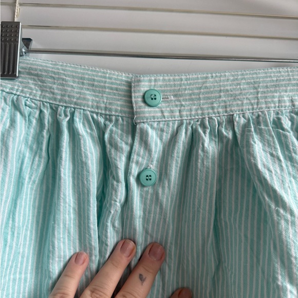 Vintage Button Up High Waisted A-Line Striped Aqua Blue Skirt SZ 4 - Picture 2 of 4